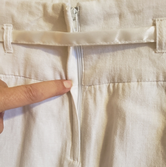 Suzy Shier Skirt A-Line Linen White Silk Ribbon Belt Back Zip Boho Woman 27 EUC - Picture 6 of 11